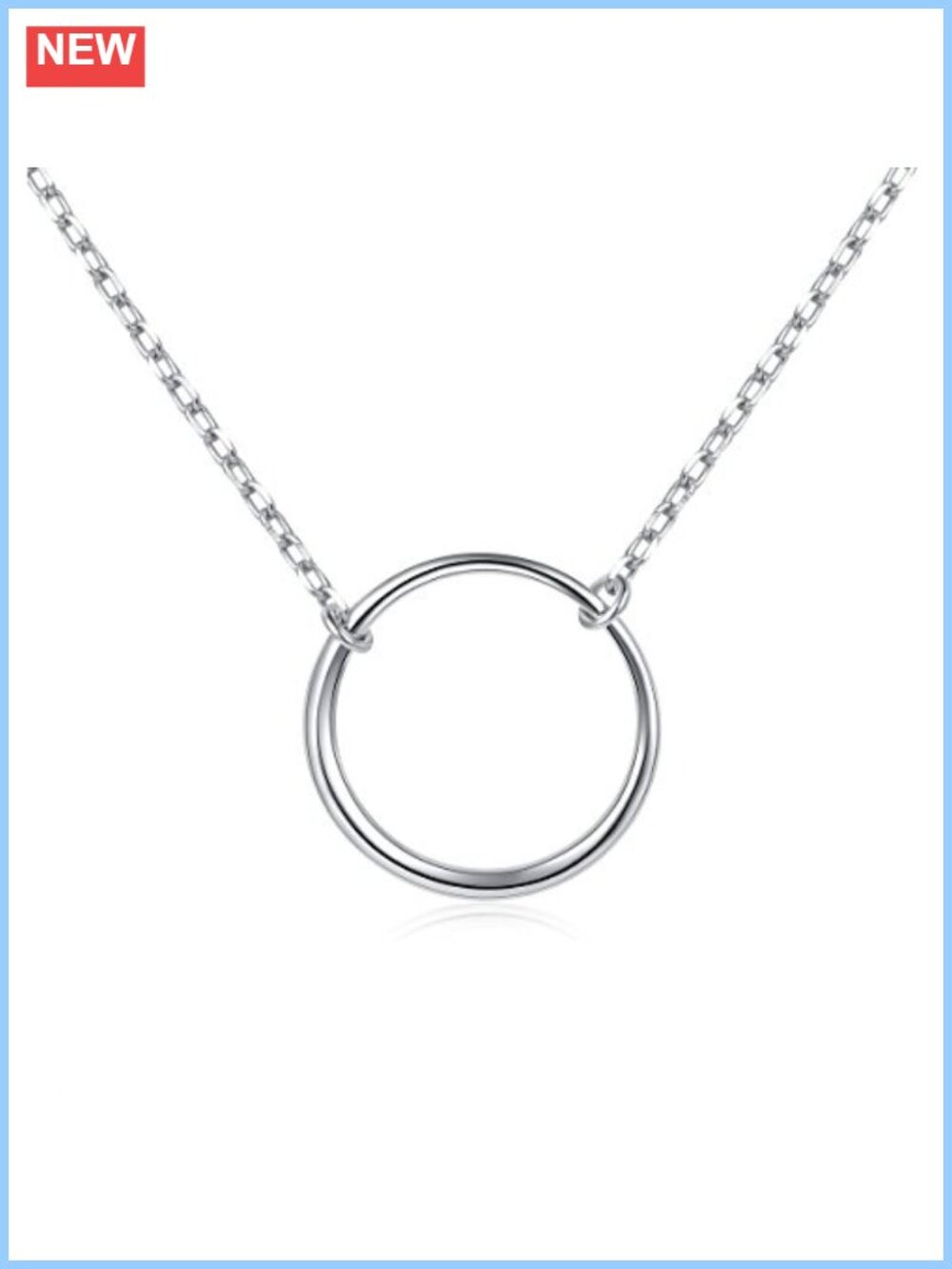 925 Sterling Silver Open Circle Pendant Necklace 18+2 Rolo Chain